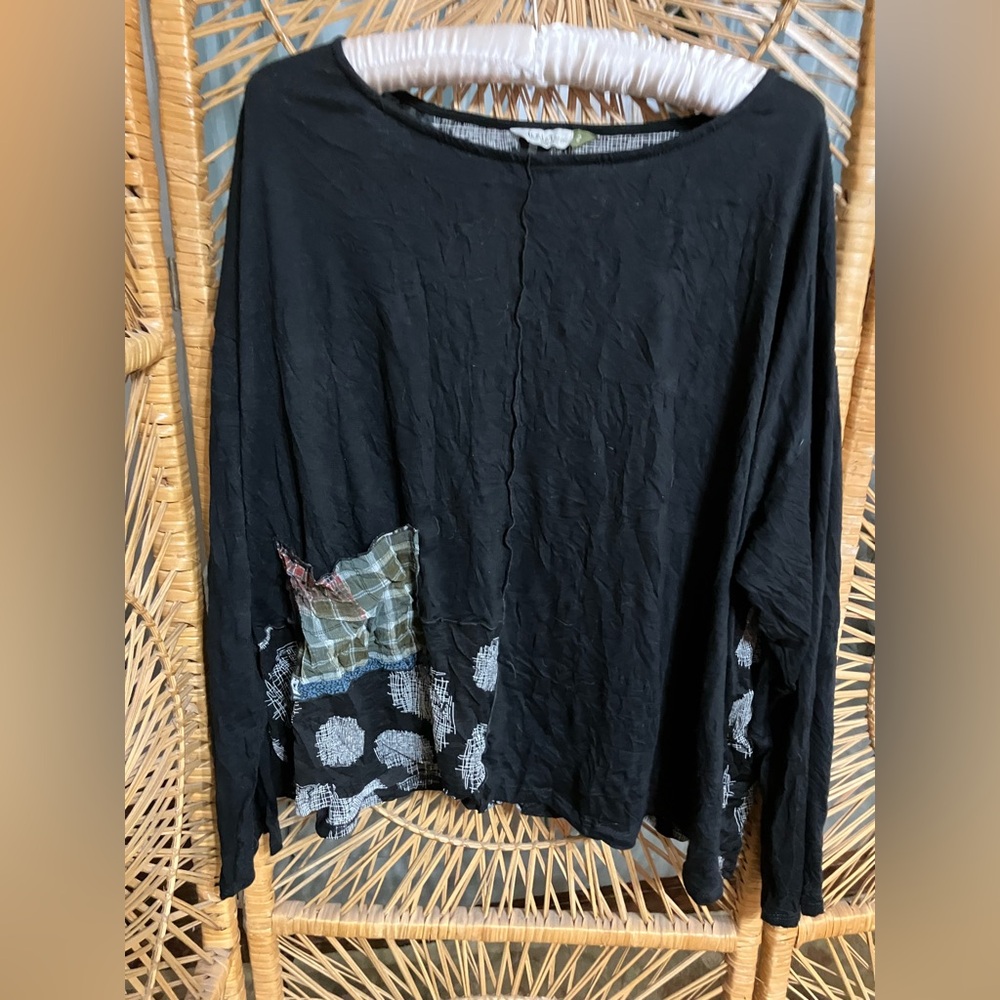 Chalet Black Patchwork Women's Top